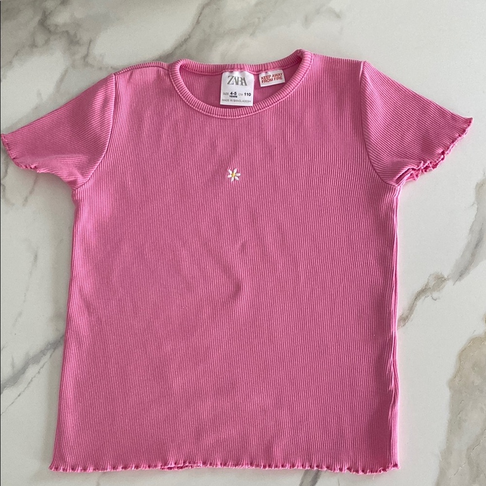 Zara Kids ribbed T-shirt size 4-5 years pink